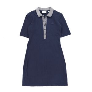 LACOSTE Stretch Cotton Piqué Polo Dress Navy Mini Athletic Preppy Tennis Sporty